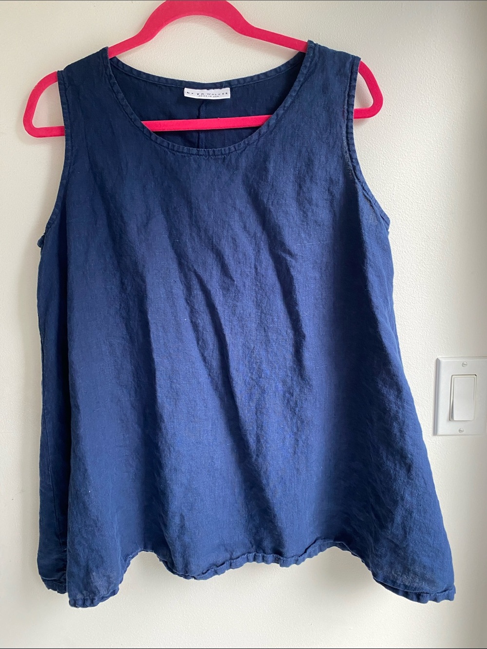 Bryn Walker Navy Blue 100% Linen Top Sleeveless Small